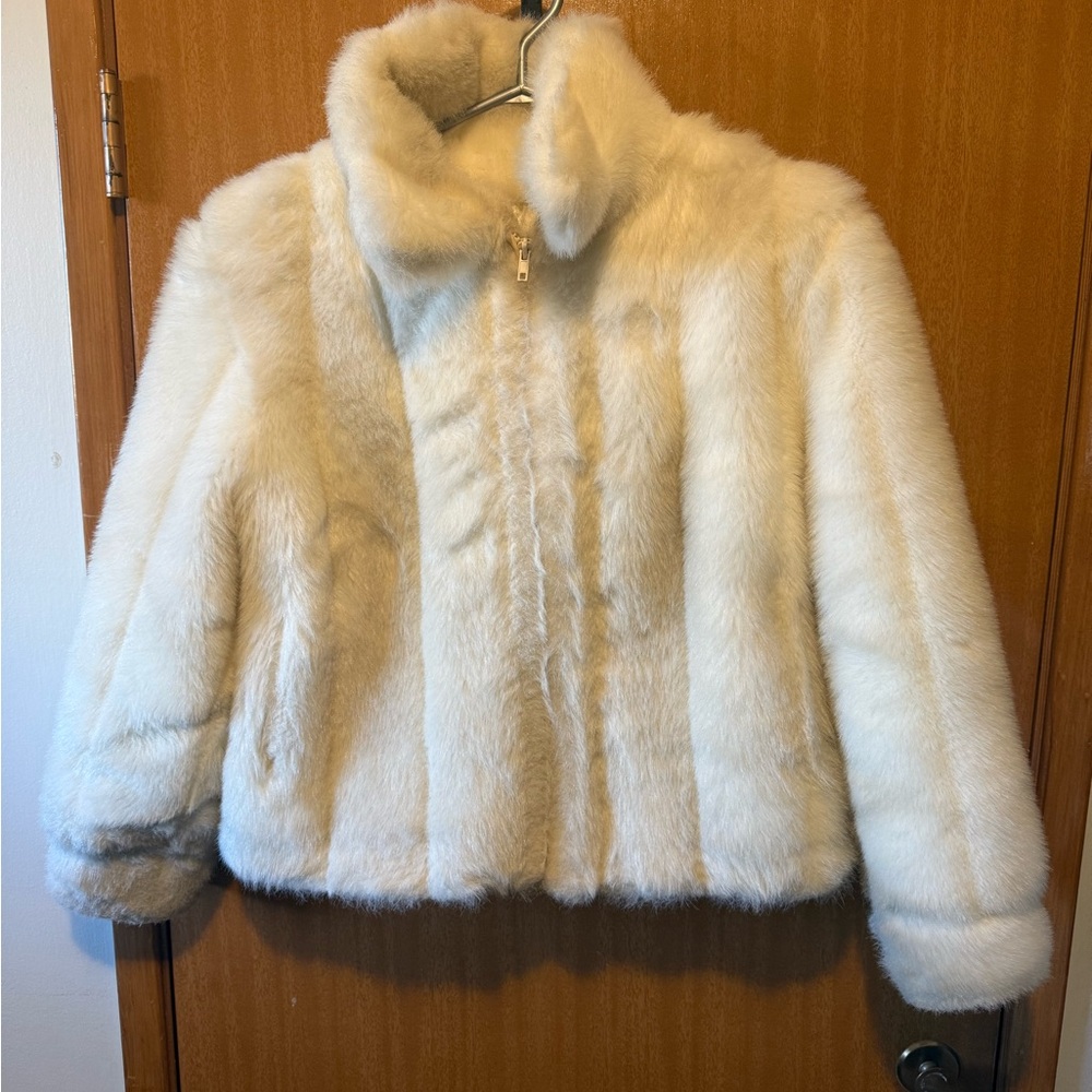 Oleg Cassini Cream Teddy Jacket